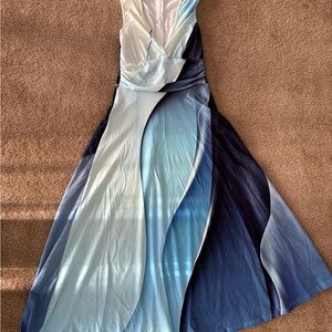 Elegant Blue and White Women's Dress